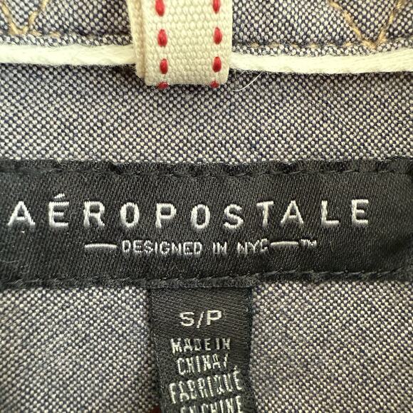 Aeropostale Mens Small Barn Coat Flannel Shacket Green Plaid Corduroy Trim Chore - Picture 6 of 9